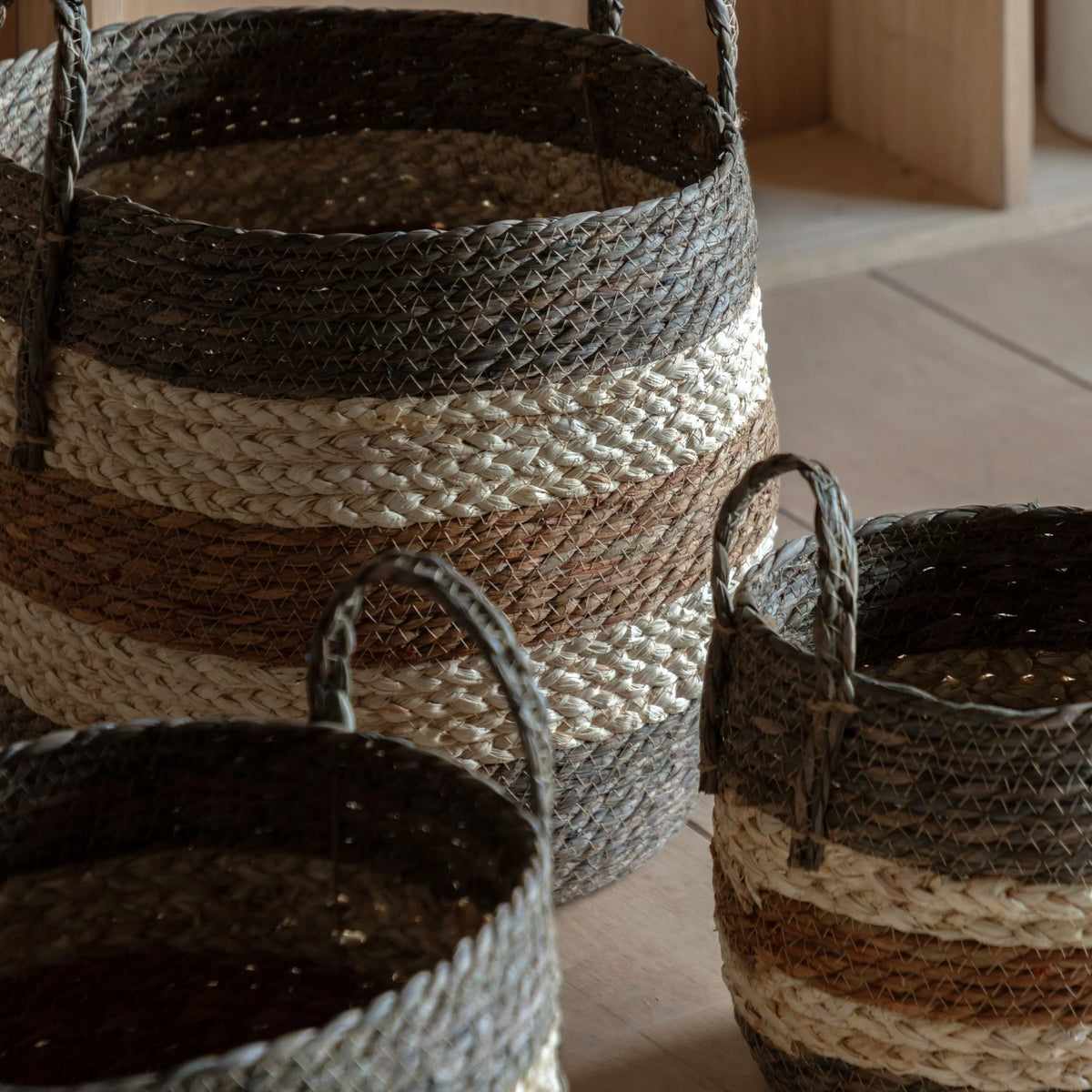 Orra Brown Striped Basket Set of 3