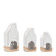 Bodhi Accessories Pearly White Ceramic Tealight Houses 3pk House of Isabella UK