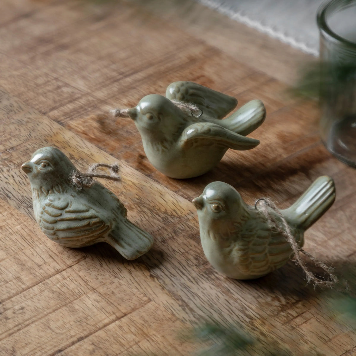 Bodhi Accessories Pearly White Hanging Bird Ornaments 3pk House of Isabella UK