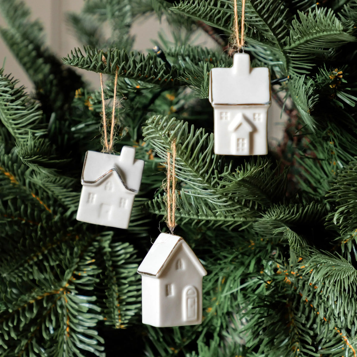 Bodhi Accessories Pearly White Hanging House Ornaments 3pk House of Isabella UK