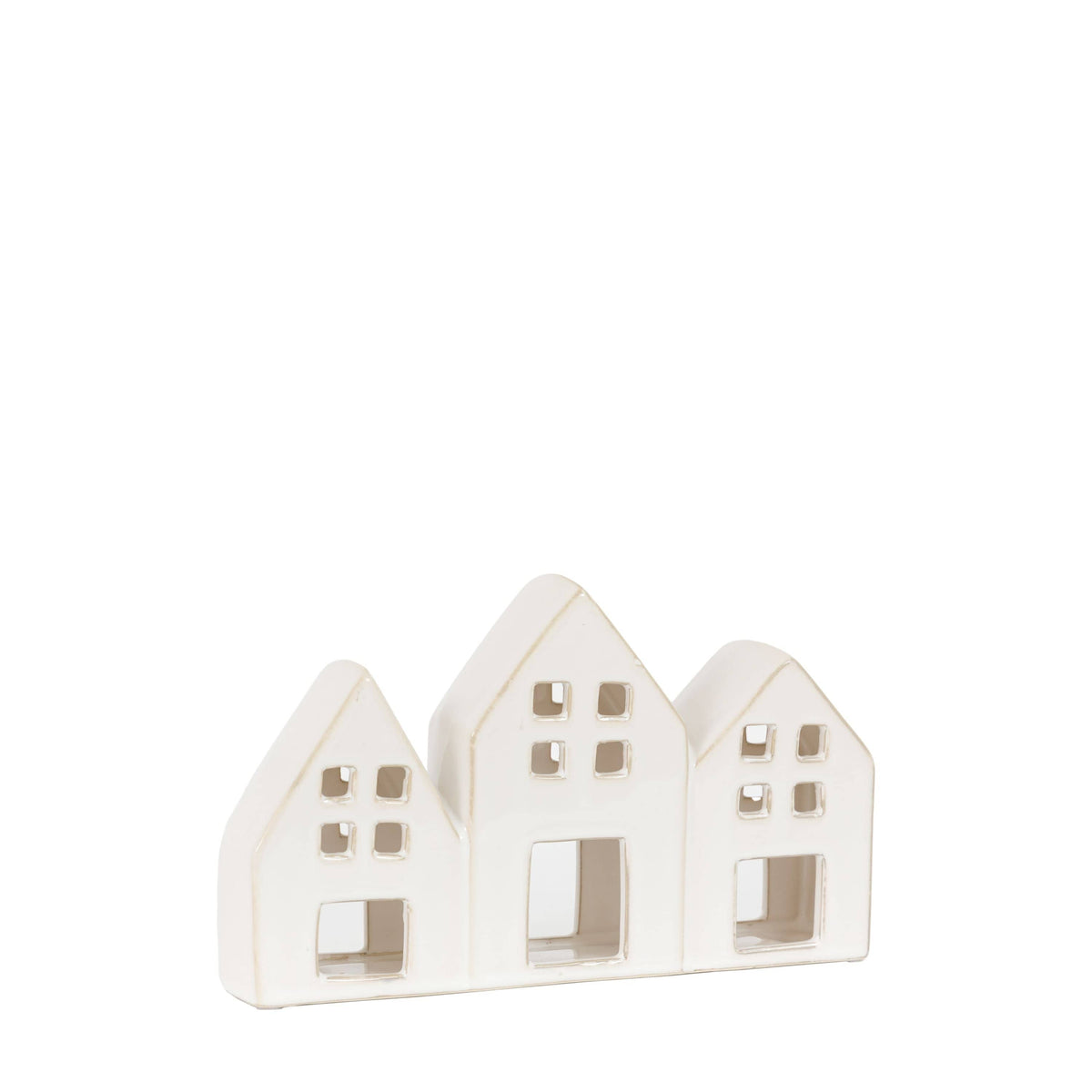 Bodhi Accessories Pearly White Houses Tealight Holder Trio House of Isabella UK