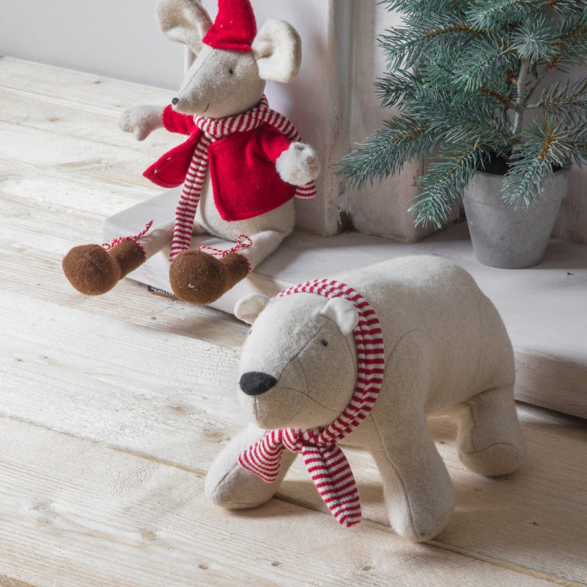 Bodhi Accessories Peter Polar Bear Doorstop Cream/Red House of Isabella UK