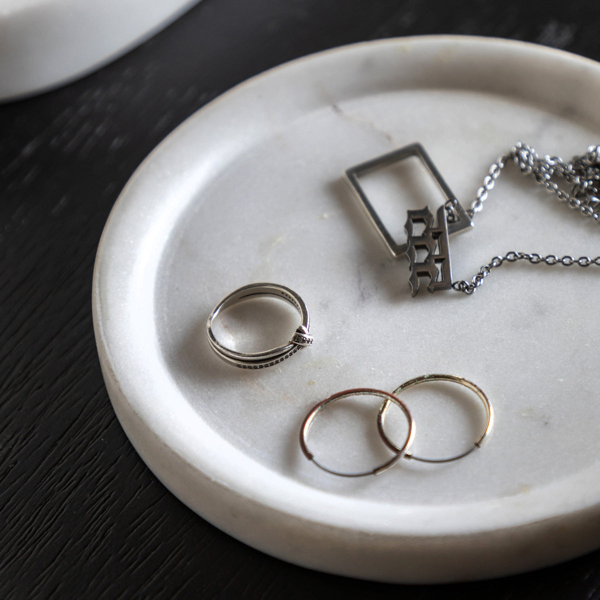 Bodhi Accessories Piedra Marble Trinket Tray White Set of 2 House of Isabella UK