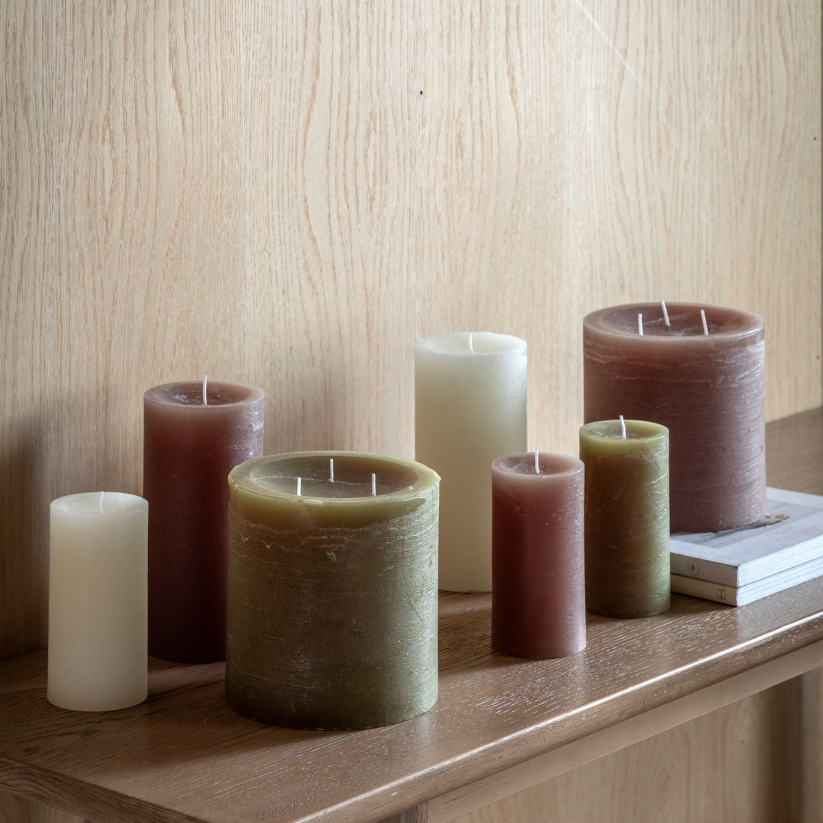 Bodhi Accessories Pillar Candle Rustic Olive 2pk Small House of Isabella UK