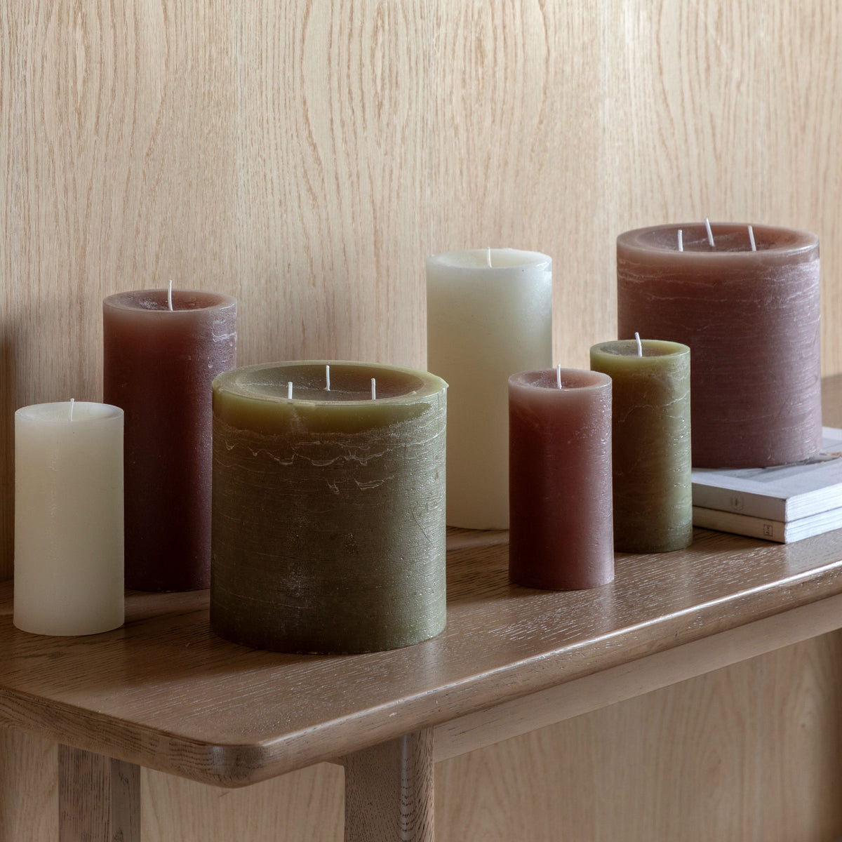 Bodhi Accessories Pillar Candle Rustic Taupe 2pk Small House of Isabella UK