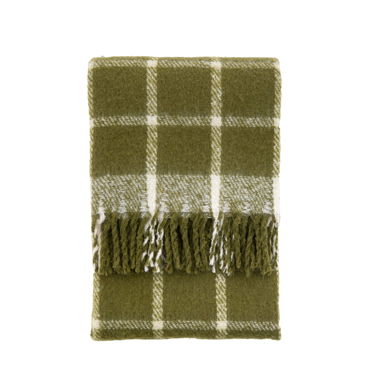 Bodhi Accessories Poly Faux Mohair Check Throw Green House of Isabella UK