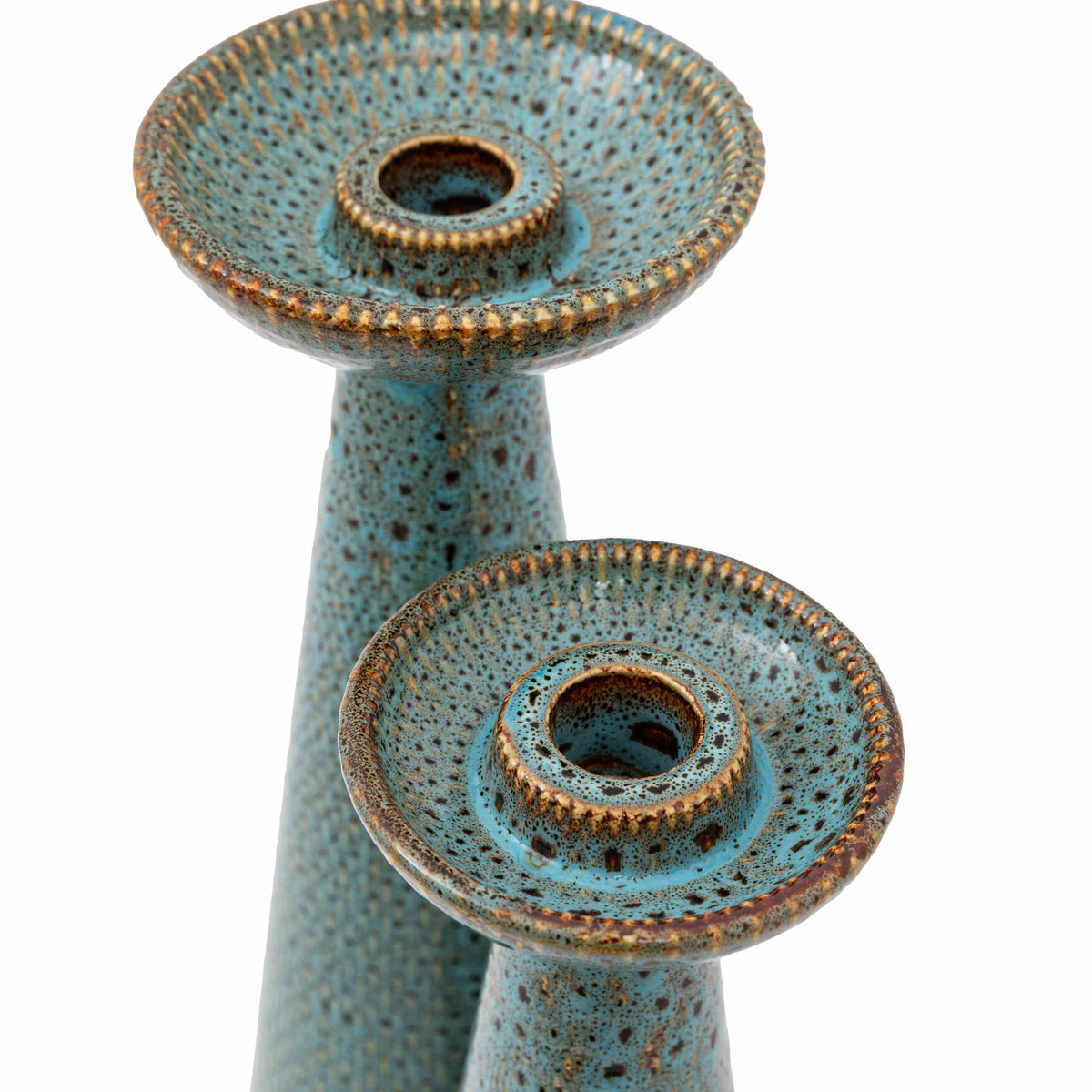 Bodhi Accessories Porto Ceramic Candle Stick White Glaze Set of 2 House of Isabella UK