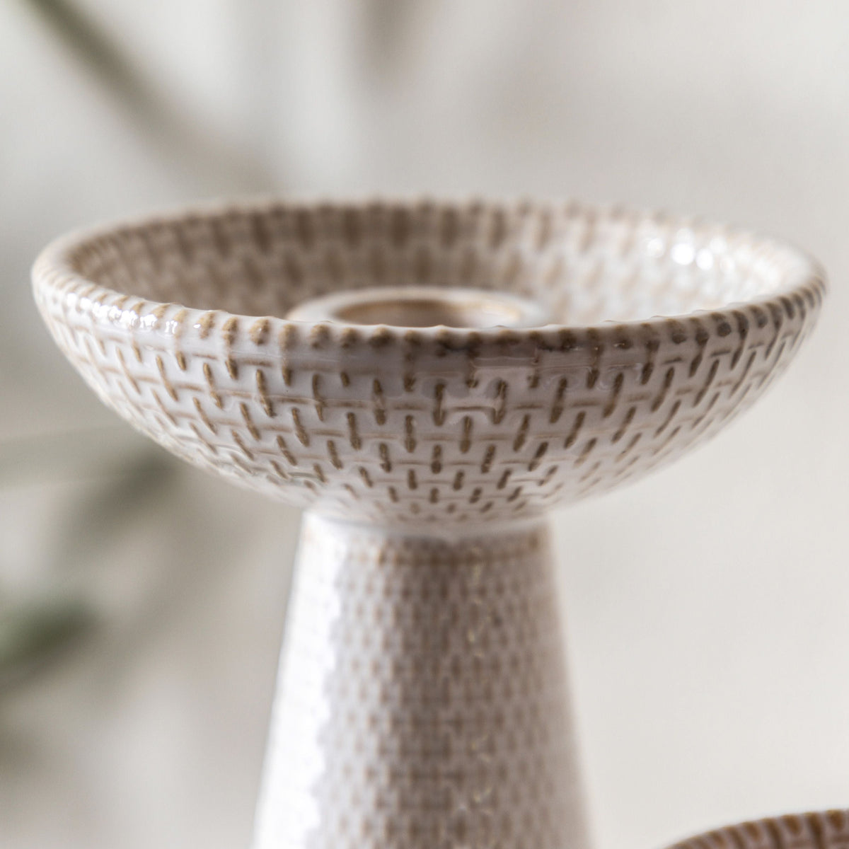 Bodhi Accessories Porto Ceramic Candle Stick White Glaze Set of 2 House of Isabella UK