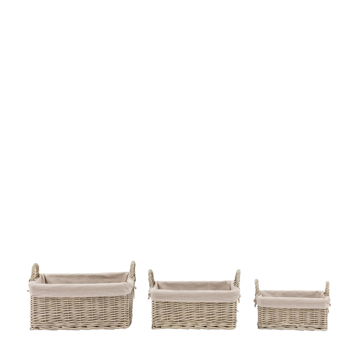 Bodhi Accessories Rama Lined Baskets Natural Set of 3 House of Isabella UK