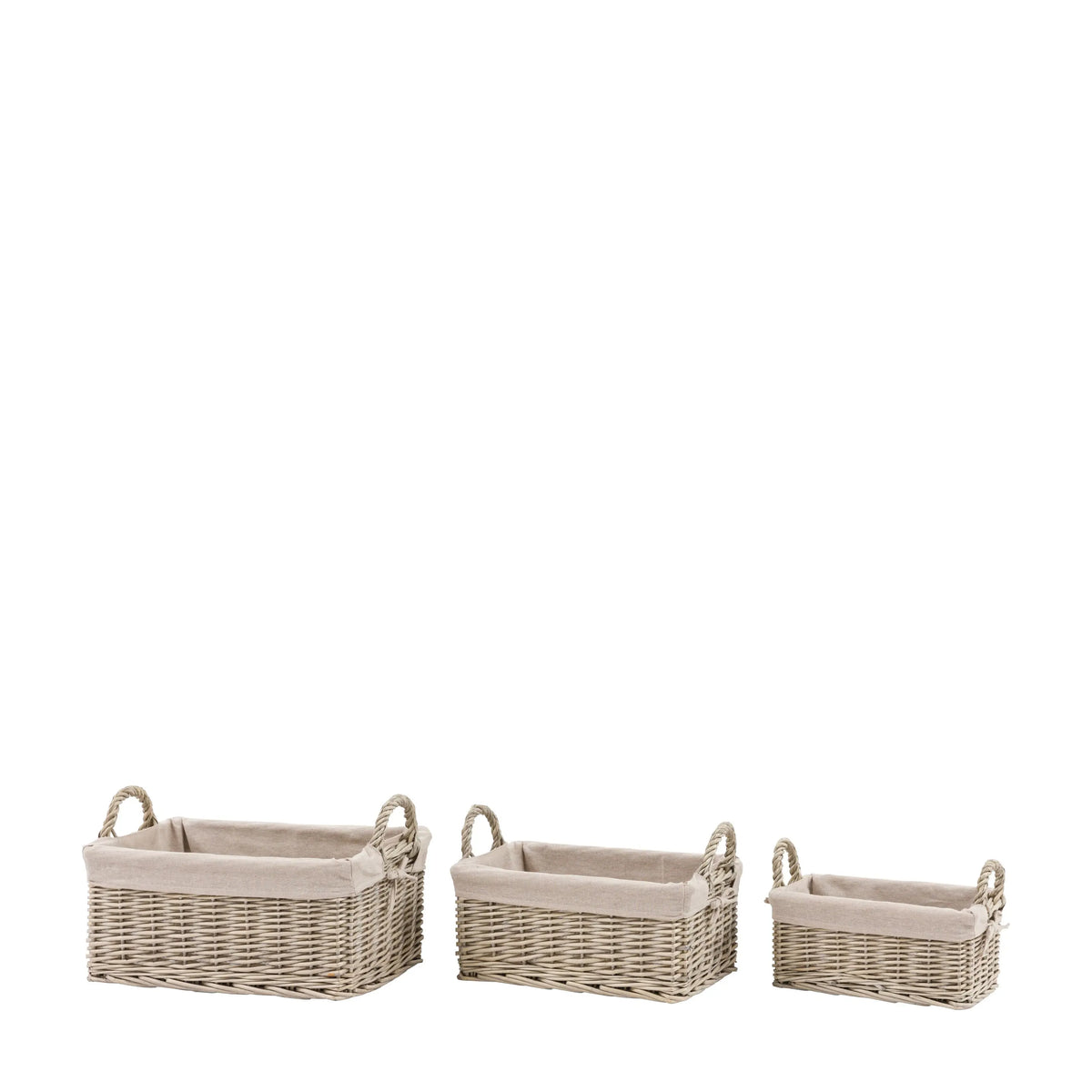 Bodhi Accessories Rama Lined Baskets Natural Set of 3 House of Isabella UK