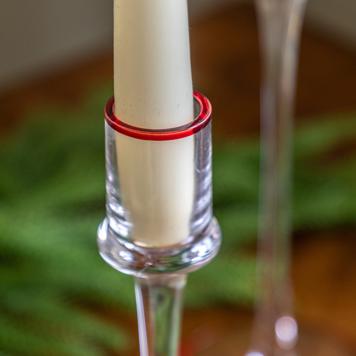 Bodhi Accessories Red Rim Glass Candle Stick Set of 2 House of Isabella UK