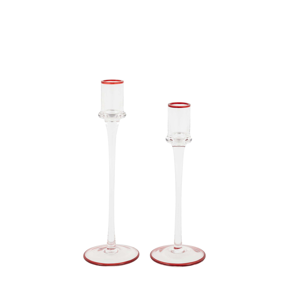 Bodhi Accessories Red Rim Glass Candle Stick Set of 2 House of Isabella UK