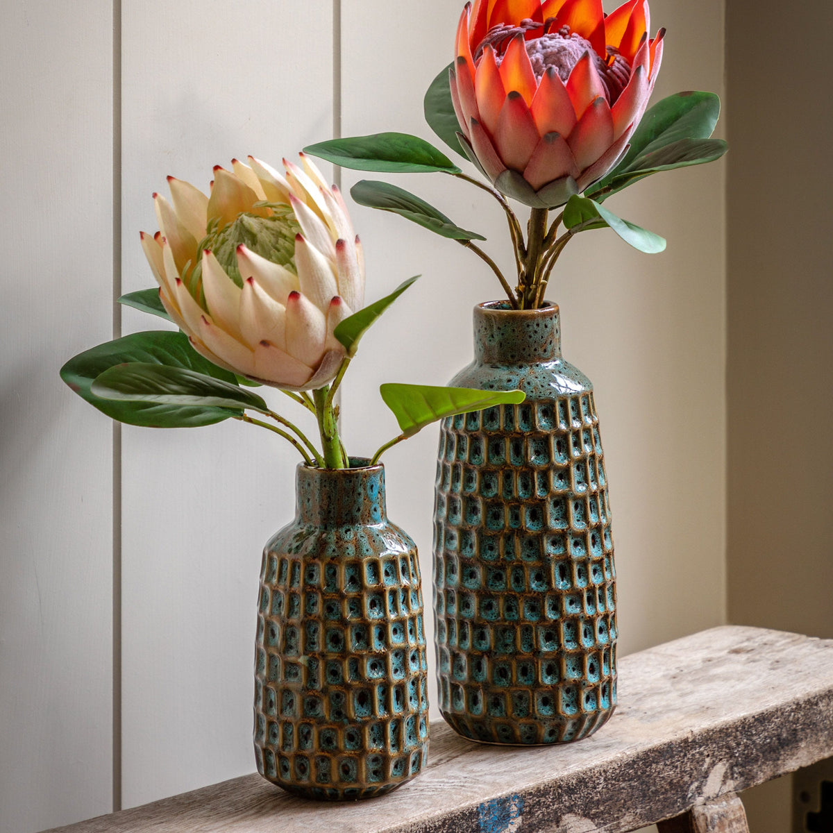 Bodhi Accessories Reno Reactive Glaze Vase Teal Set of 2 House of Isabella UK