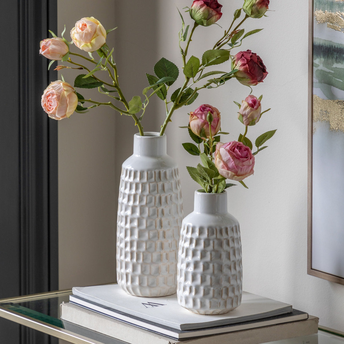 Bodhi Accessories Reno Reactive Glaze Vase White Set of 2 House of Isabella UK