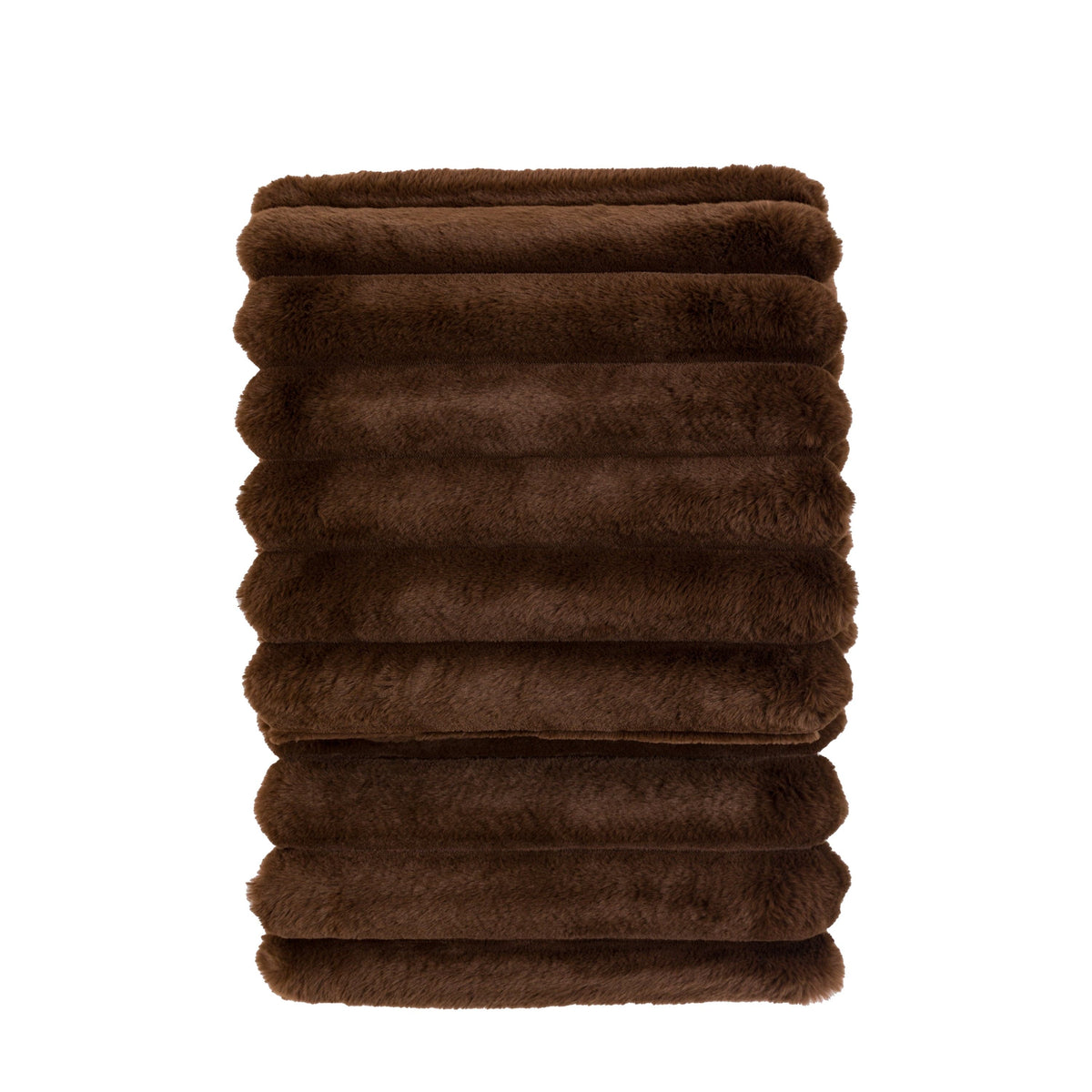 Bodhi Accessories Ribbed Faux Fur Throw Chocolate House of Isabella UK