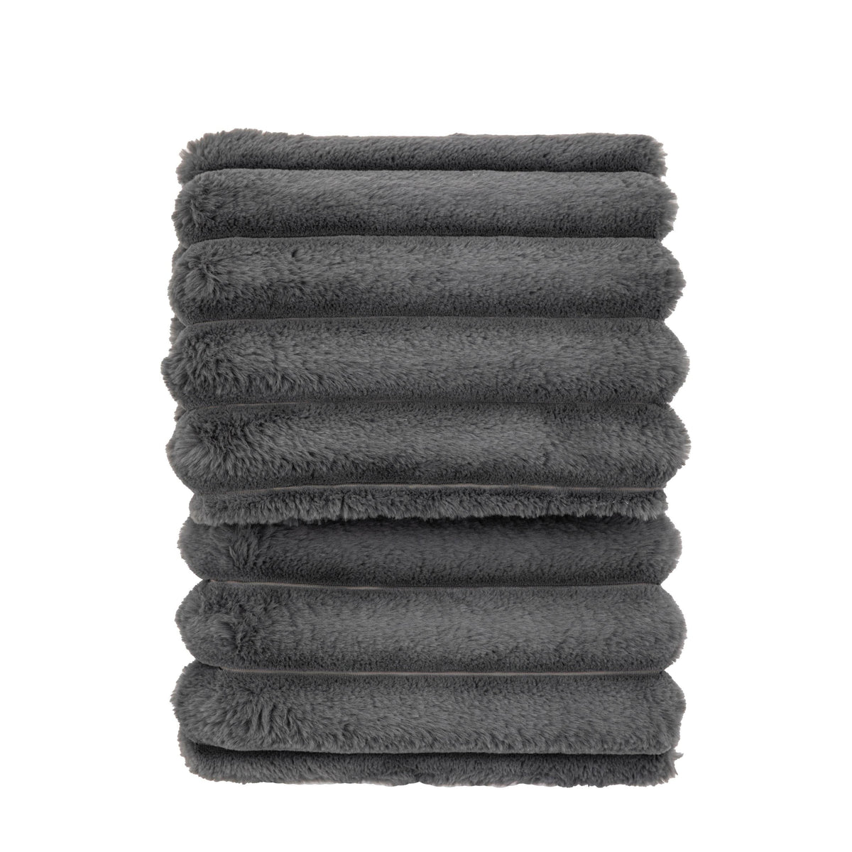 Bodhi Accessories Ribbed Faux Fur Throw Grey House of Isabella UK