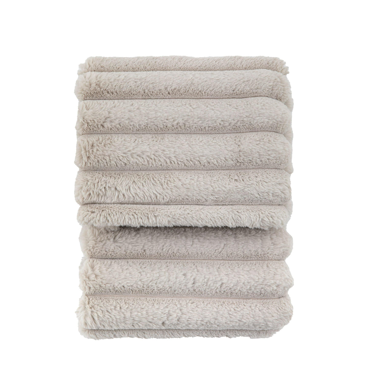 Bodhi Accessories Ribbed Faux Fur Throw Natural House of Isabella UK