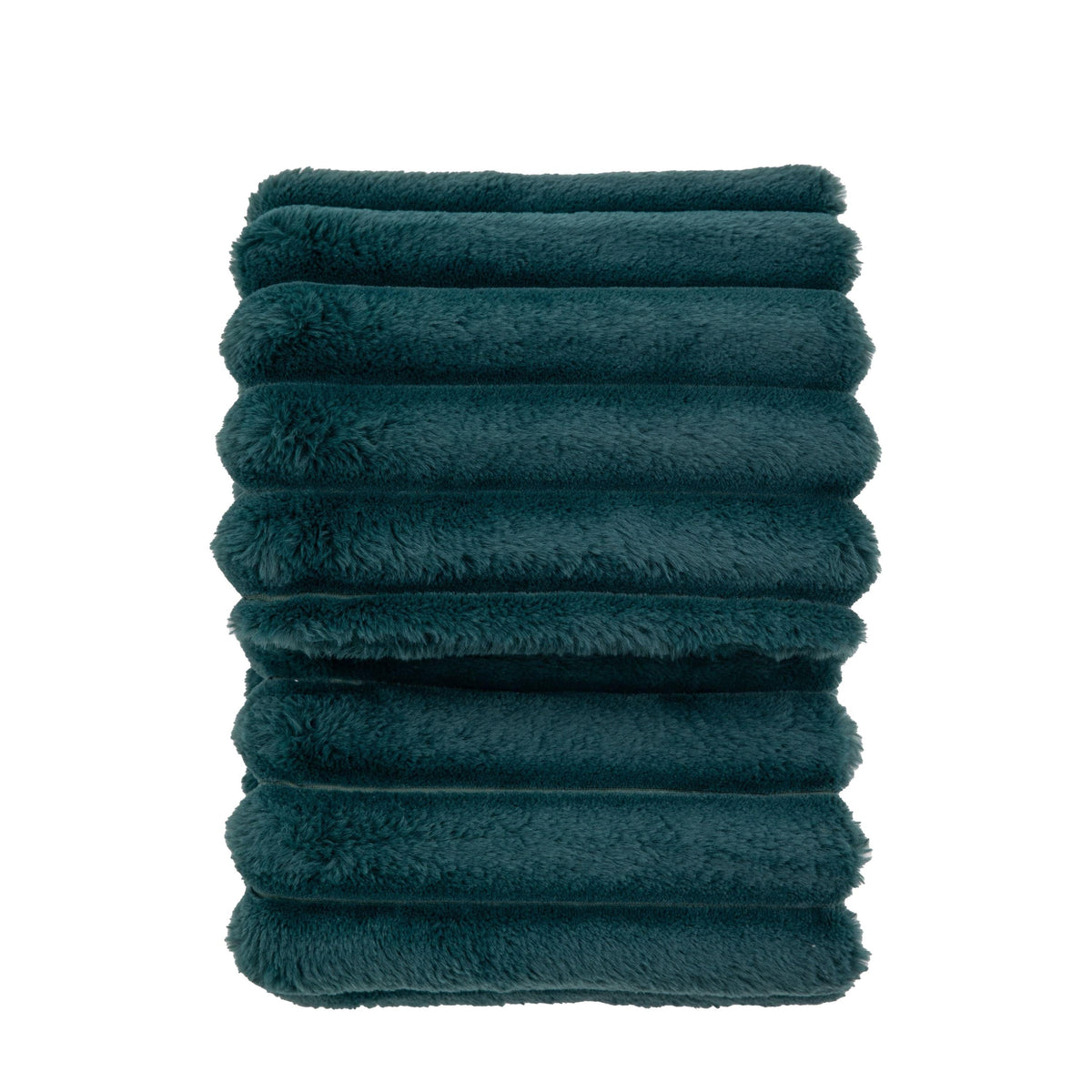 Bodhi Accessories Ribbed Faux Fur Throw Teal House of Isabella UK