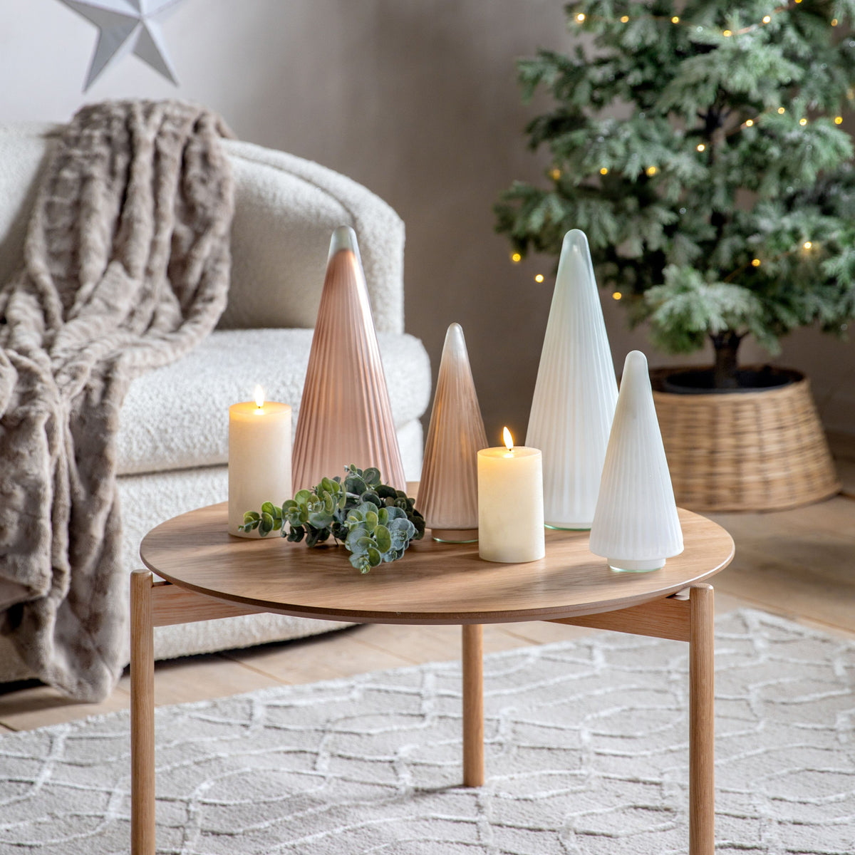 Bodhi Accessories Ribbed Tree White Frost Glass Small House of Isabella UK