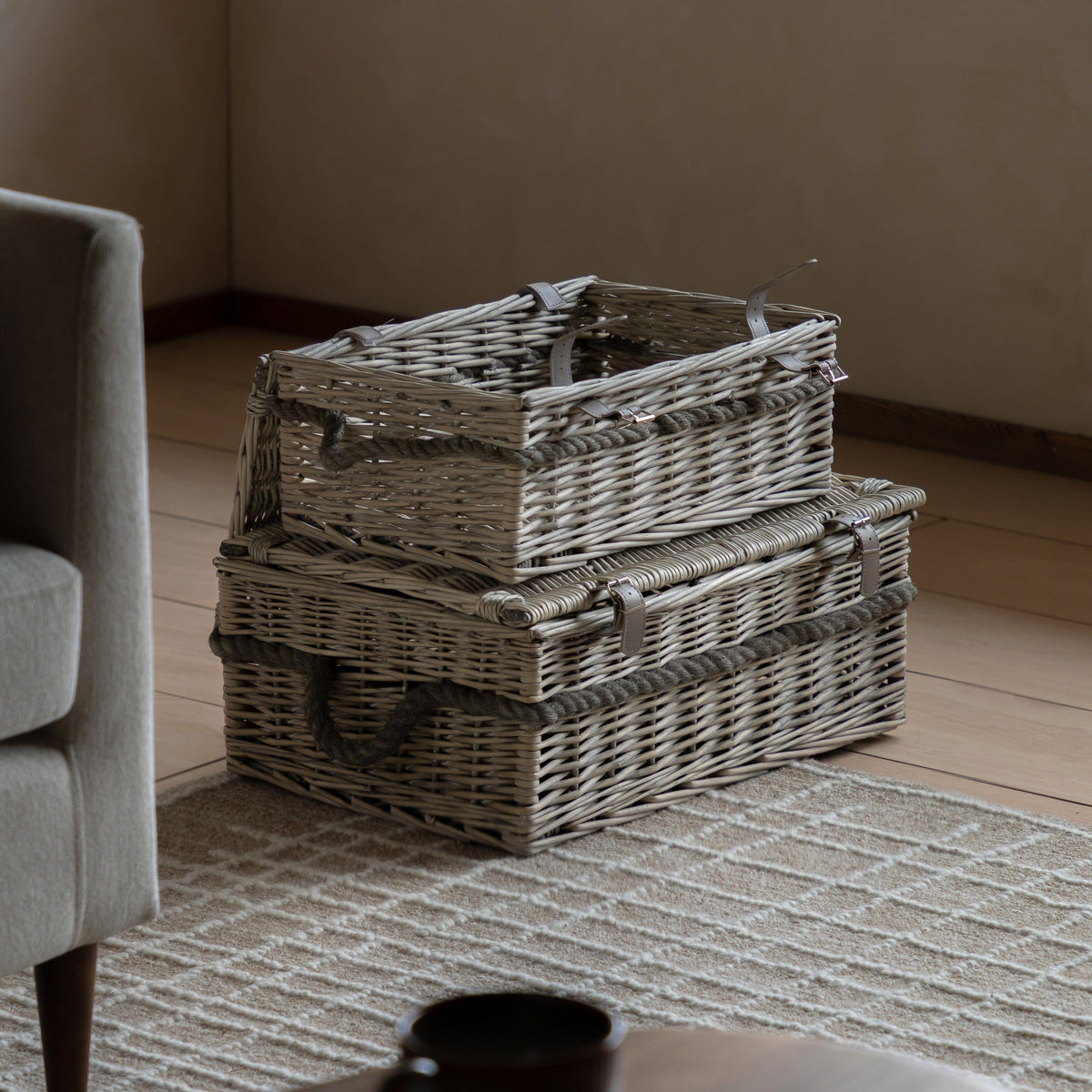 Bodhi Accessories Rivra Lidded Baskets Natural Set of 2 House of Isabella UK