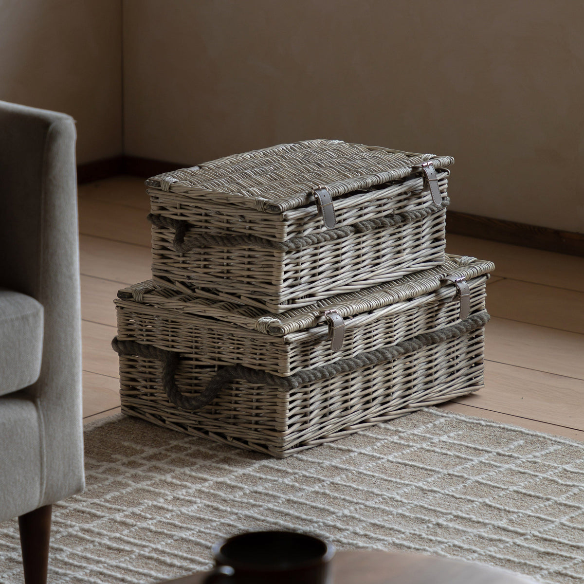 Bodhi Accessories Rivra Lidded Baskets Natural Set of 2 House of Isabella UK