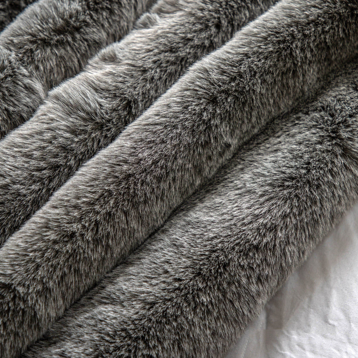 Bodhi Accessories Rosco Faux Fur Throw Smoke Grey Large House of Isabella UK