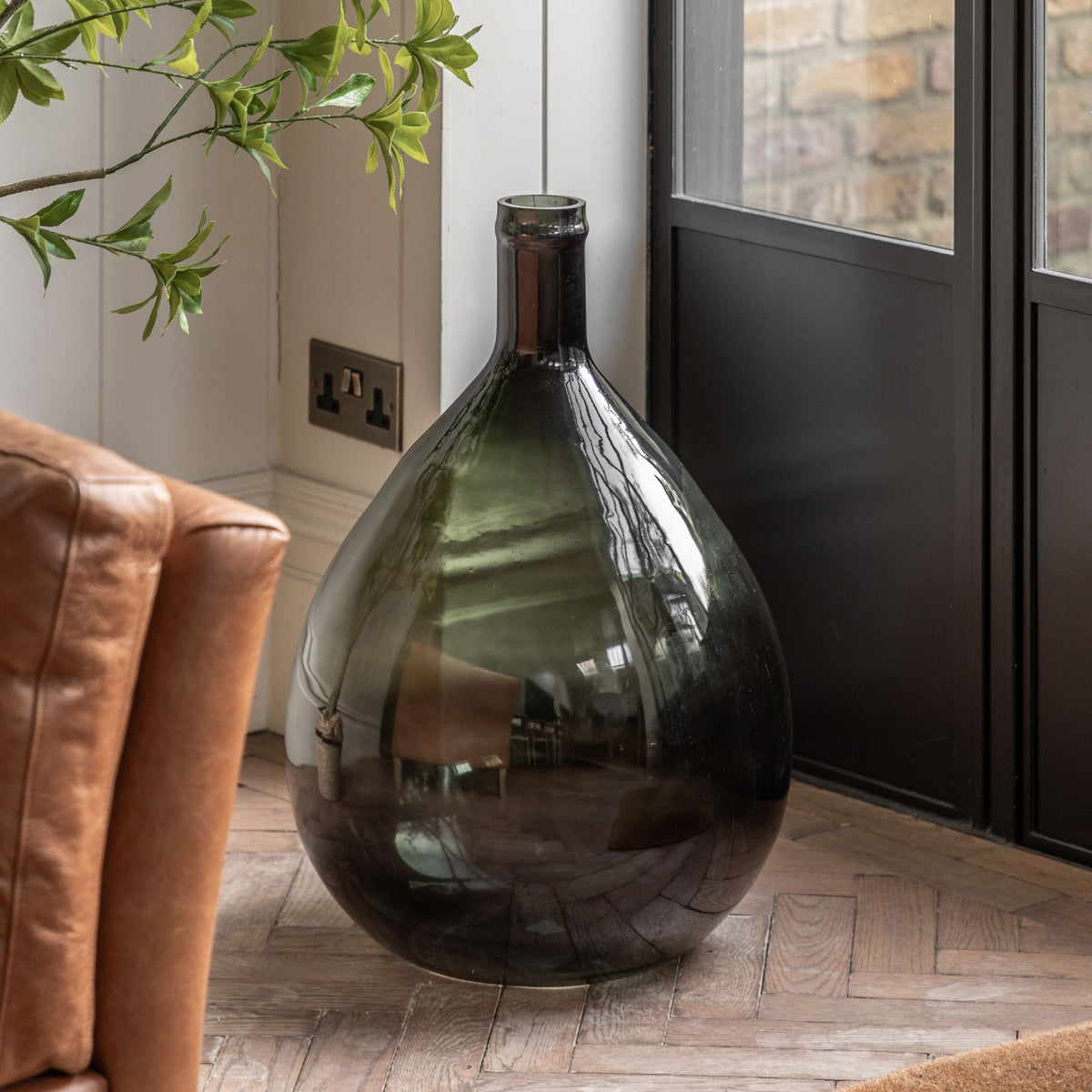 Bodhi Accessories Rueda Giant Glass Bottle Vase Olive House of Isabella UK