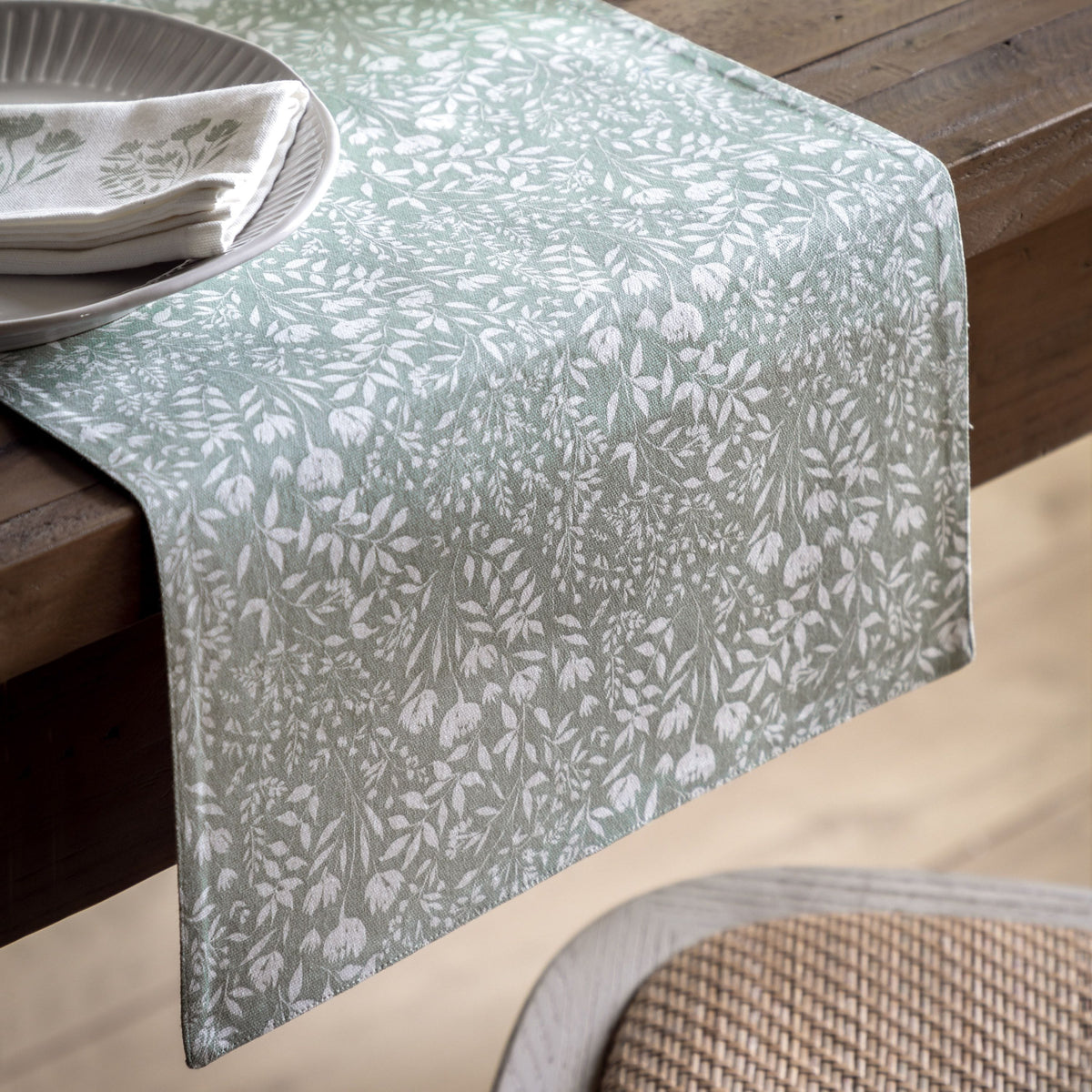 Sage Floral Table Runner Small.