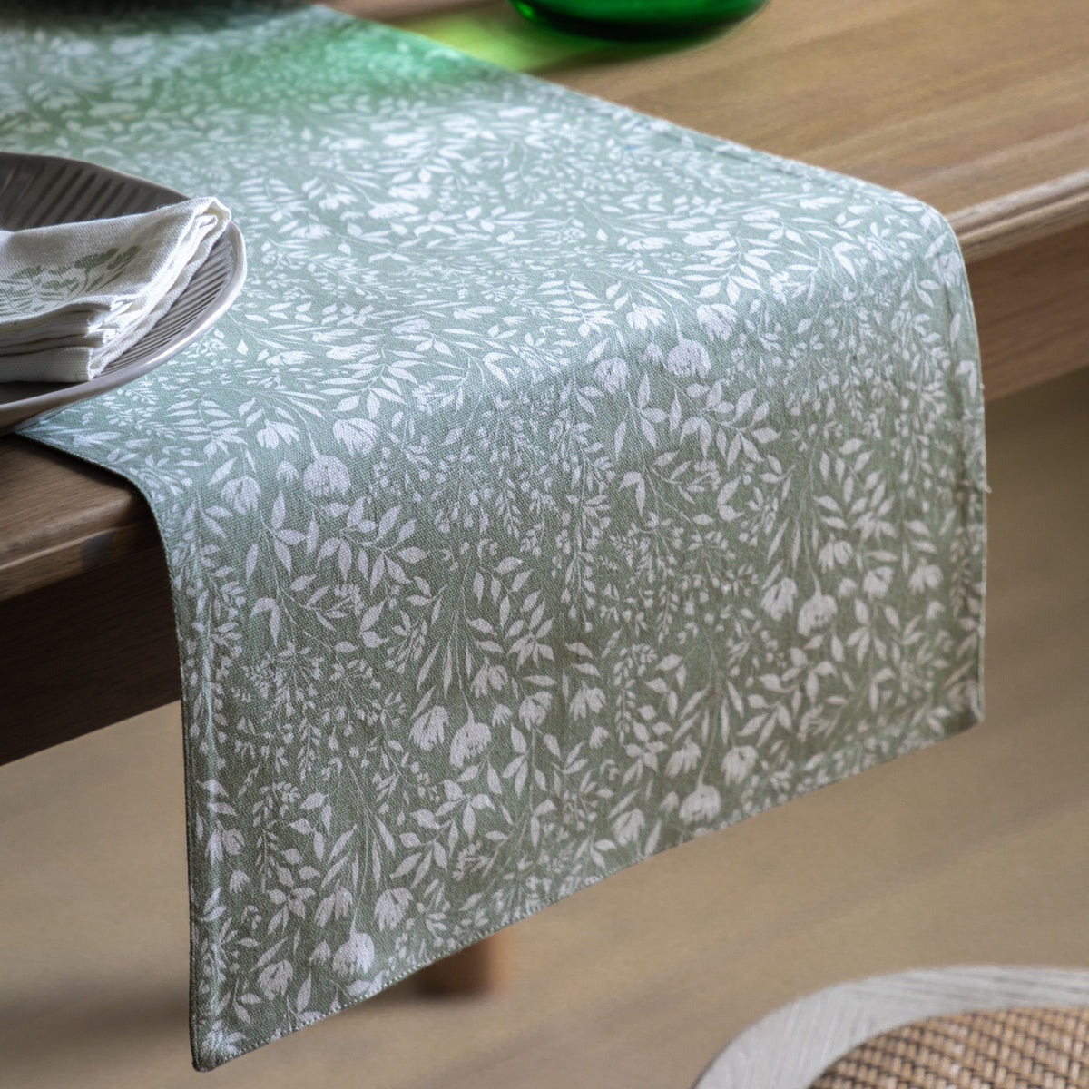 Sage Floral Table Runner Small.