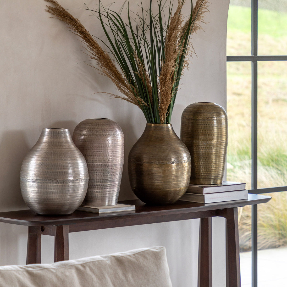 Bodhi Accessories Sahara Hammered Metal Vase Antique Brass Large House of Isabella UK