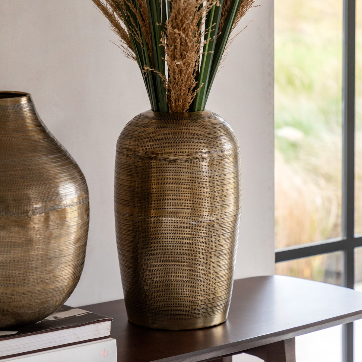 Bodhi Accessories Sahara Hammered Metal Vase Antique Brass Large House of Isabella UK