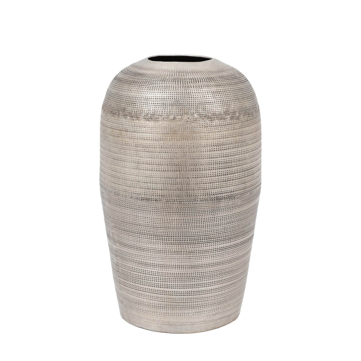 Bodhi Accessories Sahara Hammered Metal Vase Antique Silver Large House of Isabella UK