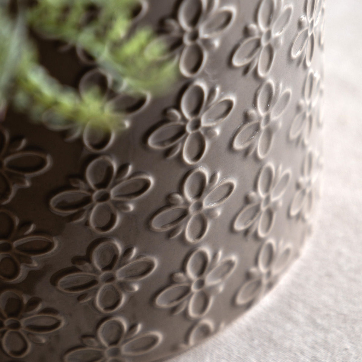 Bodhi Accessories Selva Embossed Planter Grey House of Isabella UK