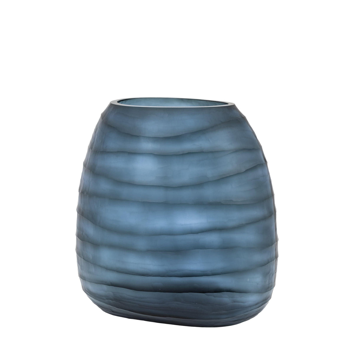 Sinto Handblown Carved Glass Vase Ink Large.