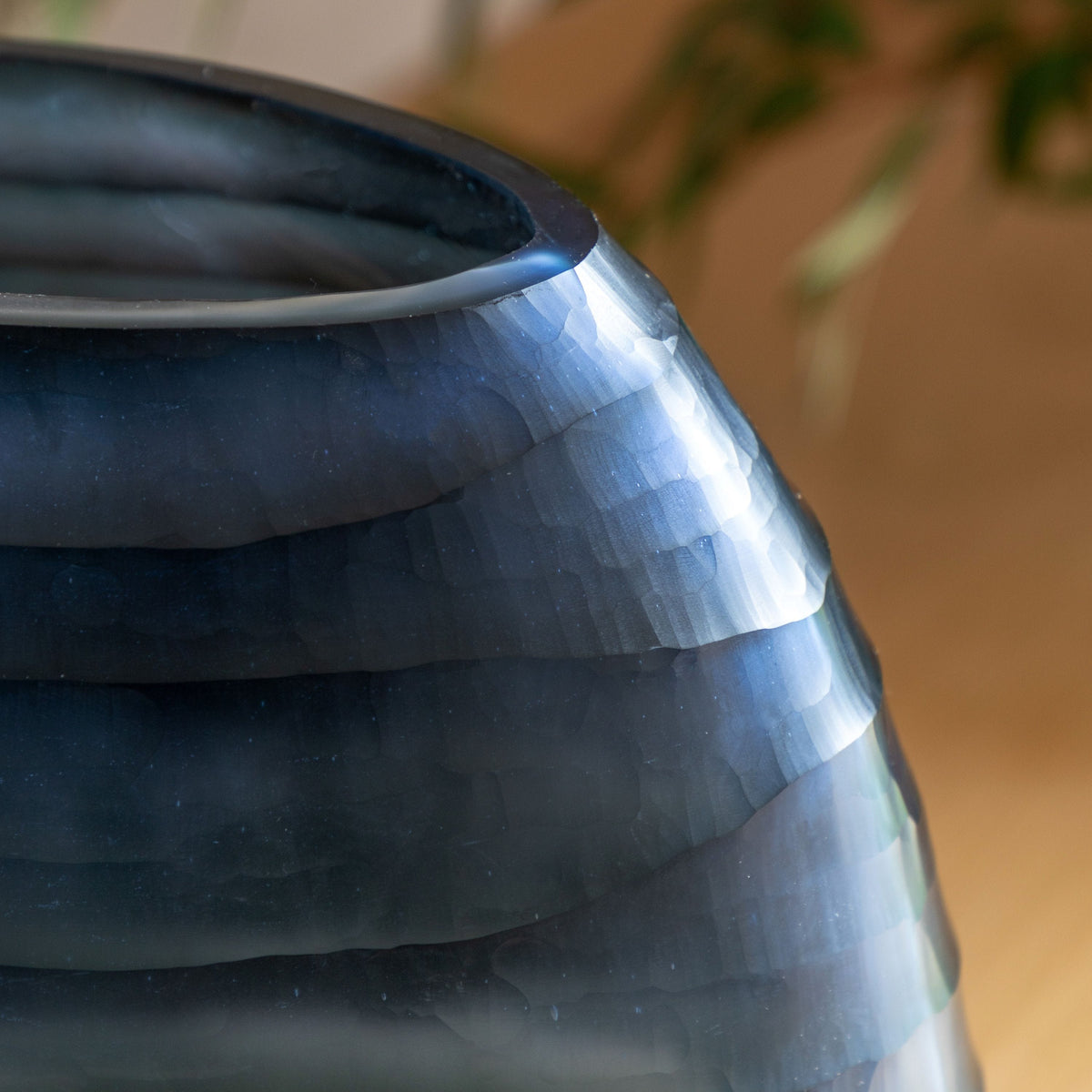 Sinto Handblown Carved Glass Vase Ink Large.