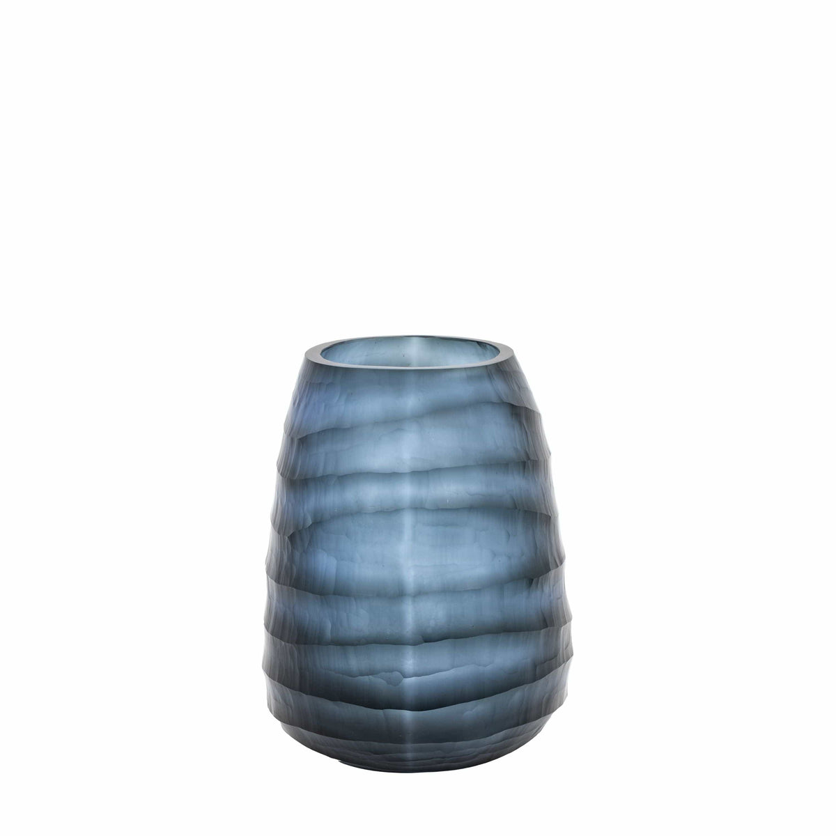 Bodhi Accessories Sinto Handblown Carved Glass Vase Ink Small House of Isabella UK