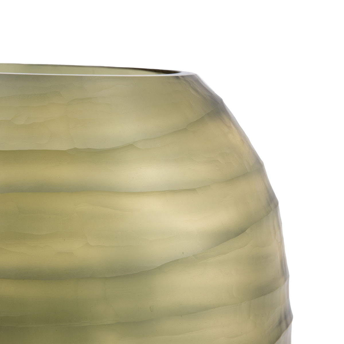Bodhi Accessories Sinto Handblown Carved Glass Vase Olive Small House of Isabella UK