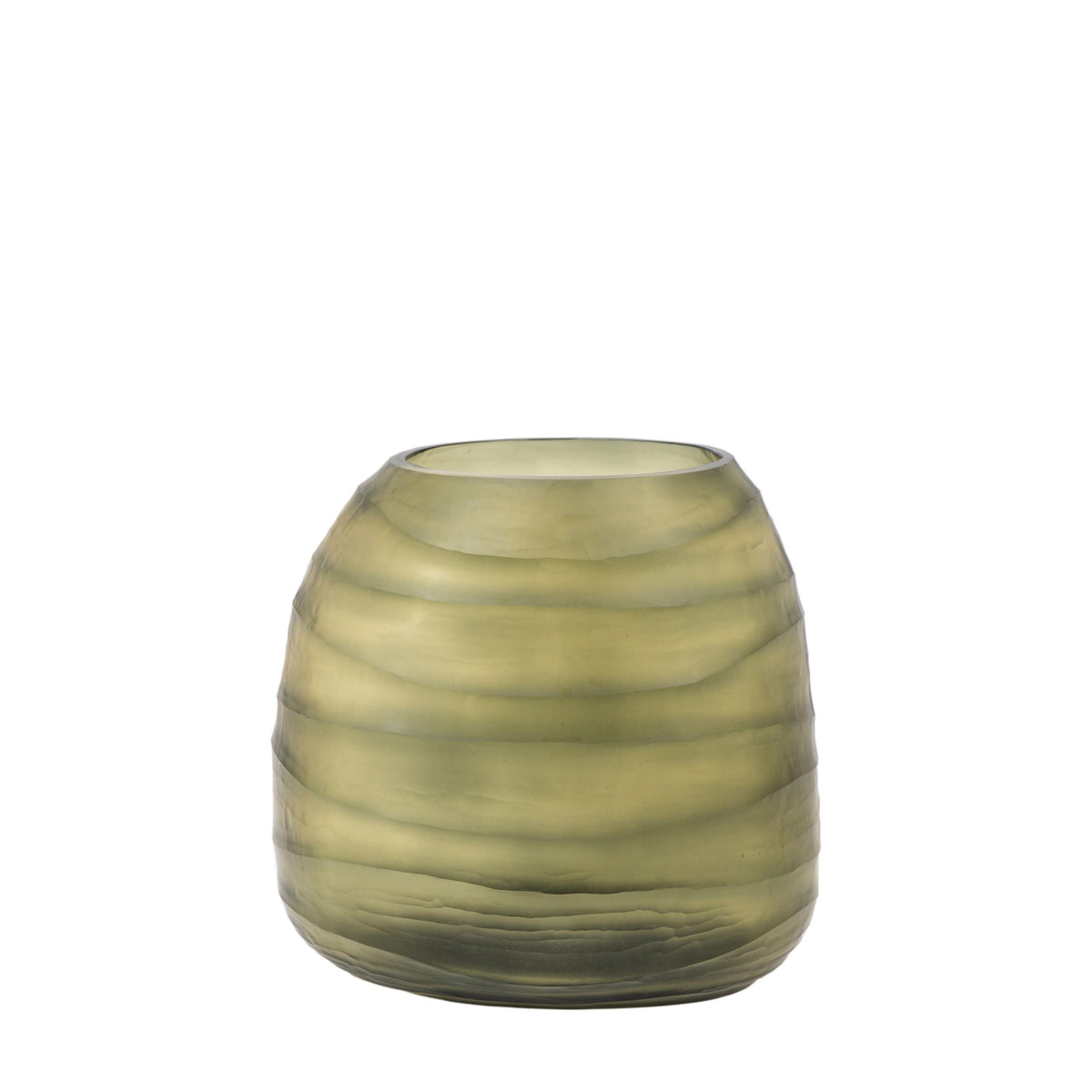 Bodhi Accessories Sinto Handblown Carved Glass Vase Olive Small House of Isabella UK