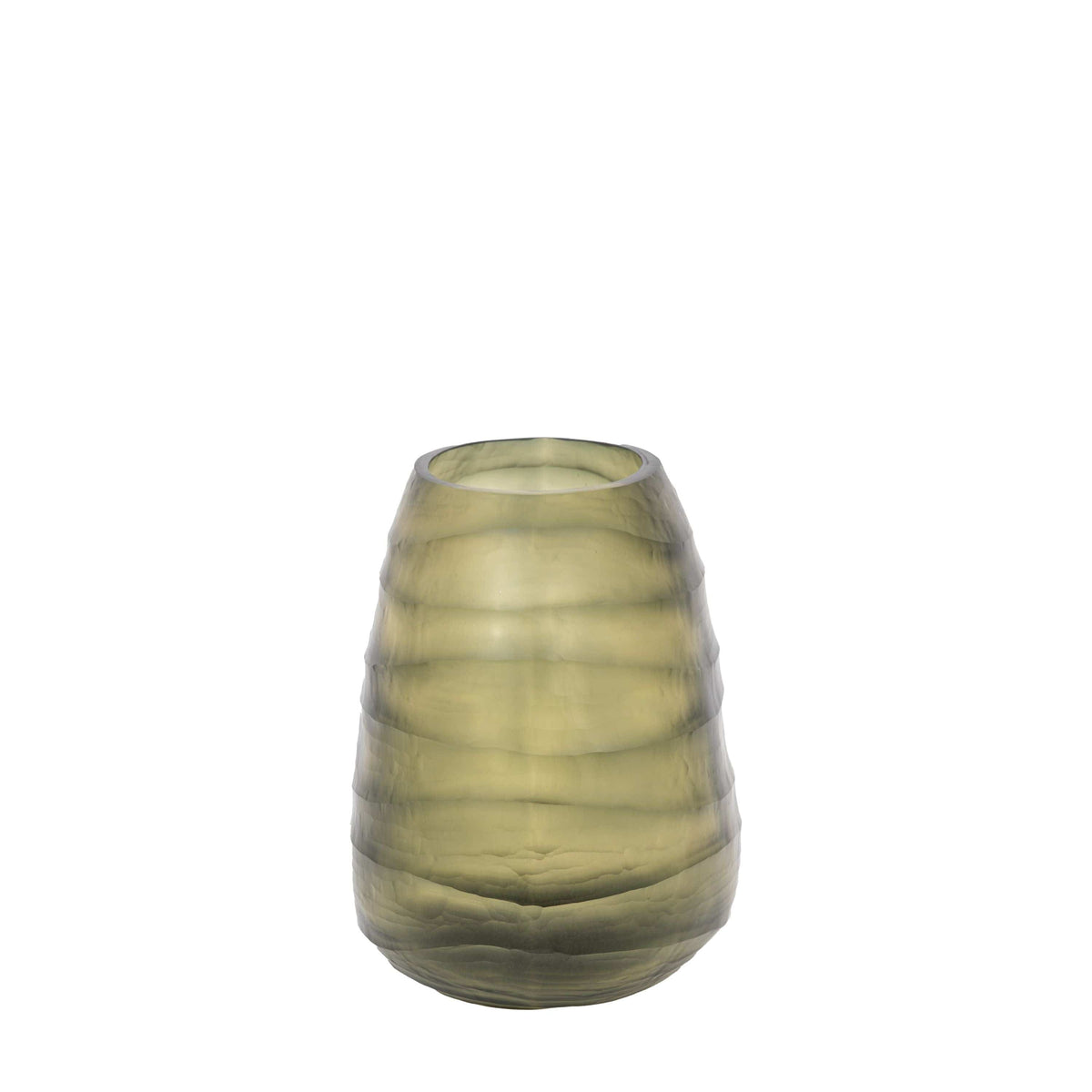 Bodhi Accessories Sinto Handblown Carved Glass Vase Olive Small House of Isabella UK