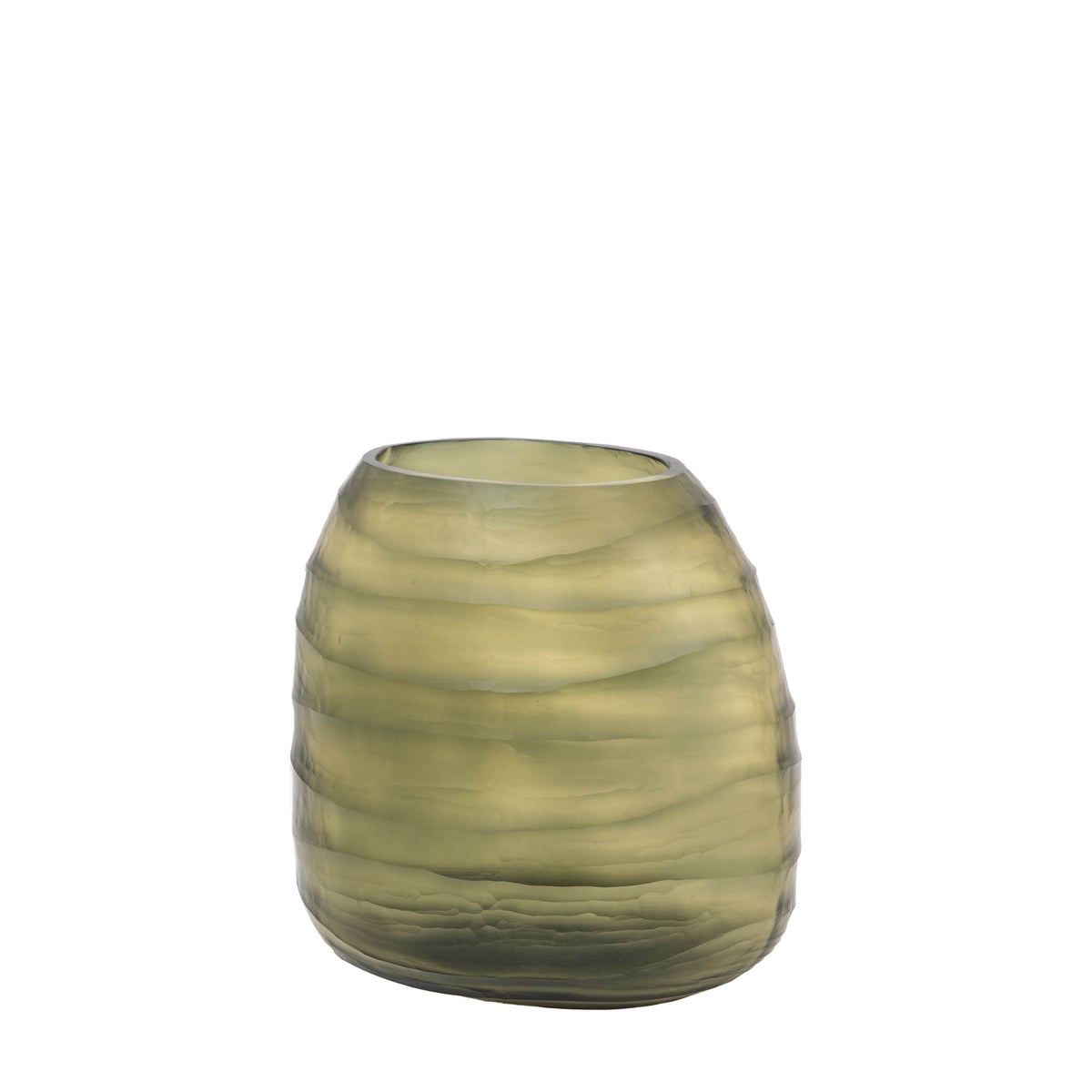 Bodhi Accessories Sinto Handblown Carved Glass Vase Olive Small House of Isabella UK