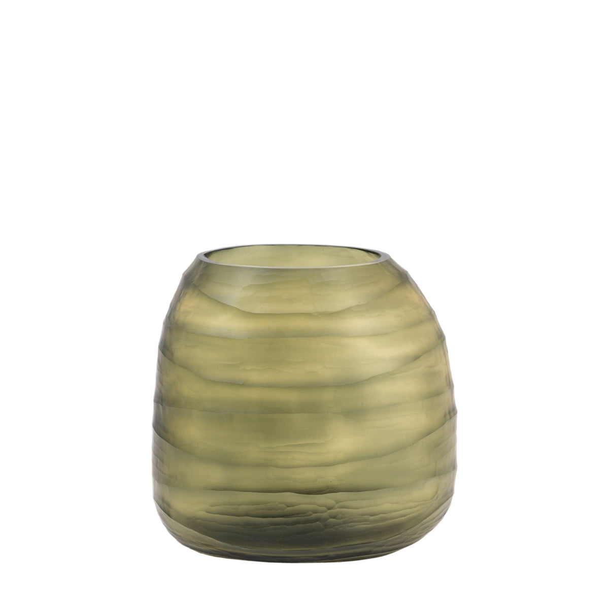 Bodhi Accessories Sinto Handblown Carved Glass Vase Olive Small House of Isabella UK