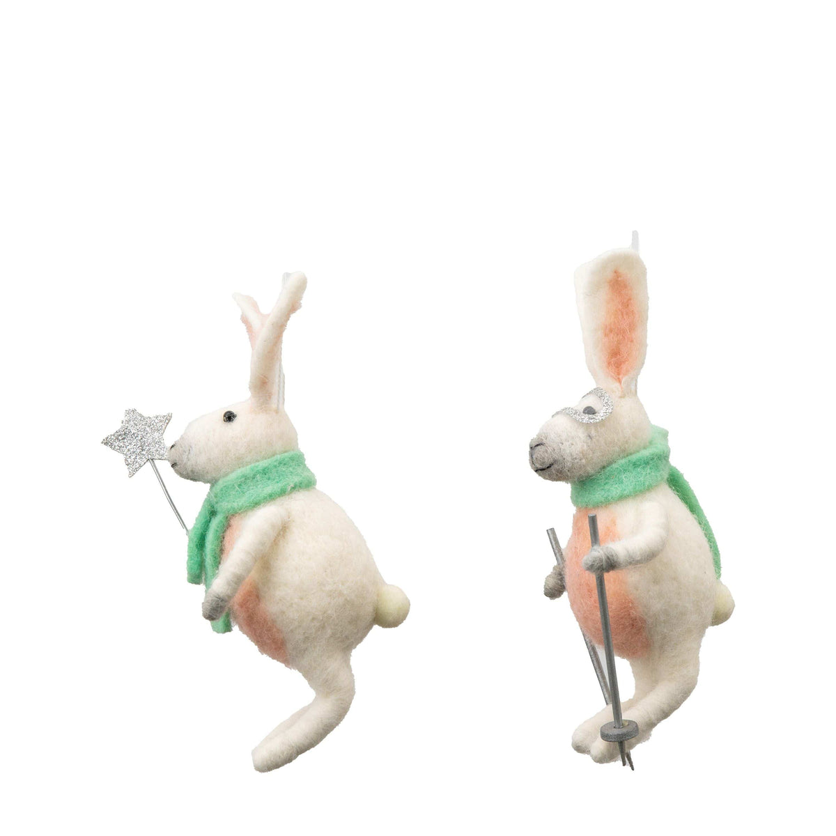 Bodhi Accessories Skiing Hares White Set of 2 House of Isabella UK
