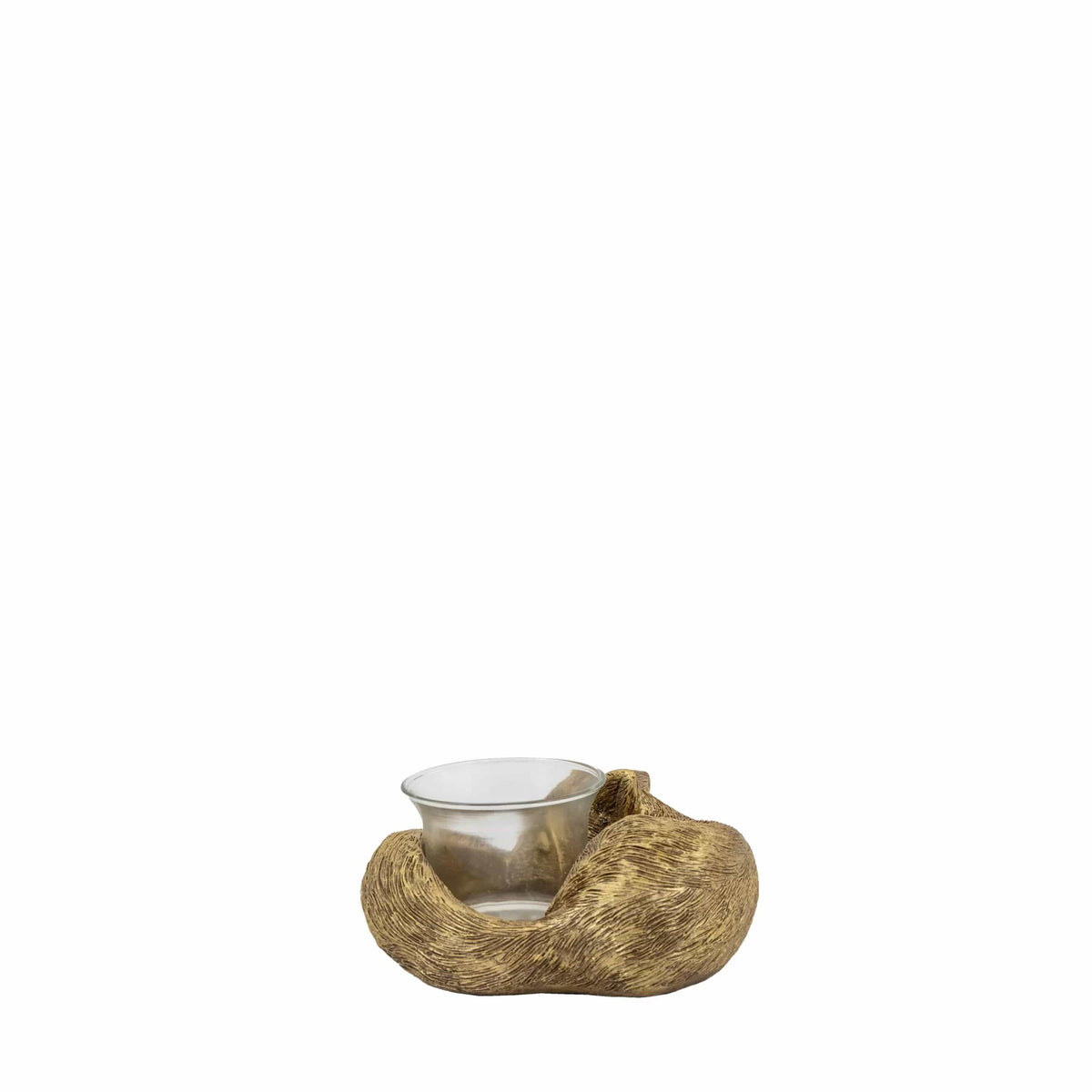 Sleeping Fox Tealight Holder Gold.
