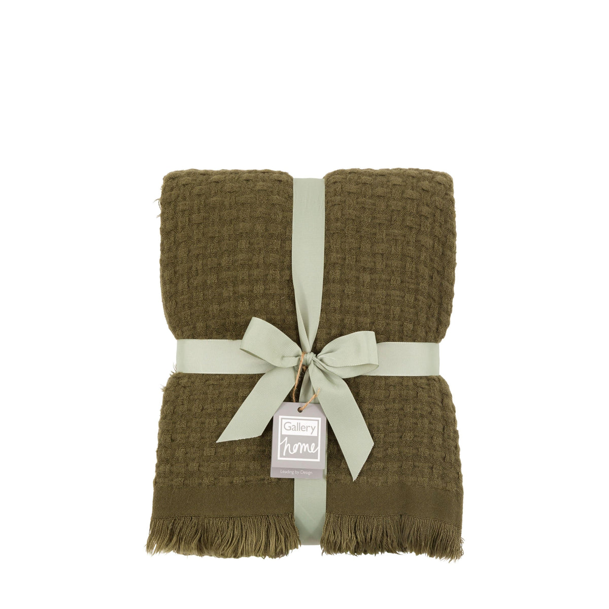 Bodhi Accessories Soft Touch Waffle Throw Olive House of Isabella UK