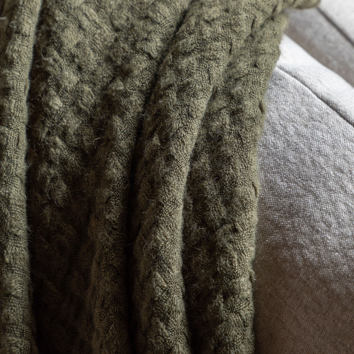 Bodhi Accessories Soft Touch Waffle Throw Olive House of Isabella UK
