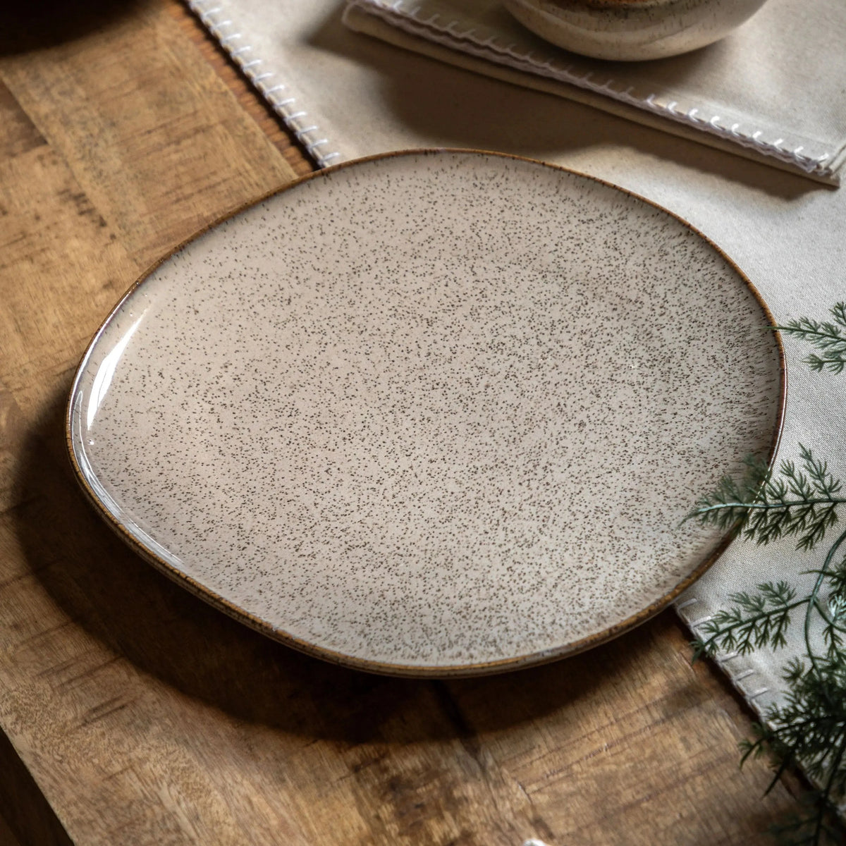Speckle Glaze Dinner Plate Oatmeal 4pk.