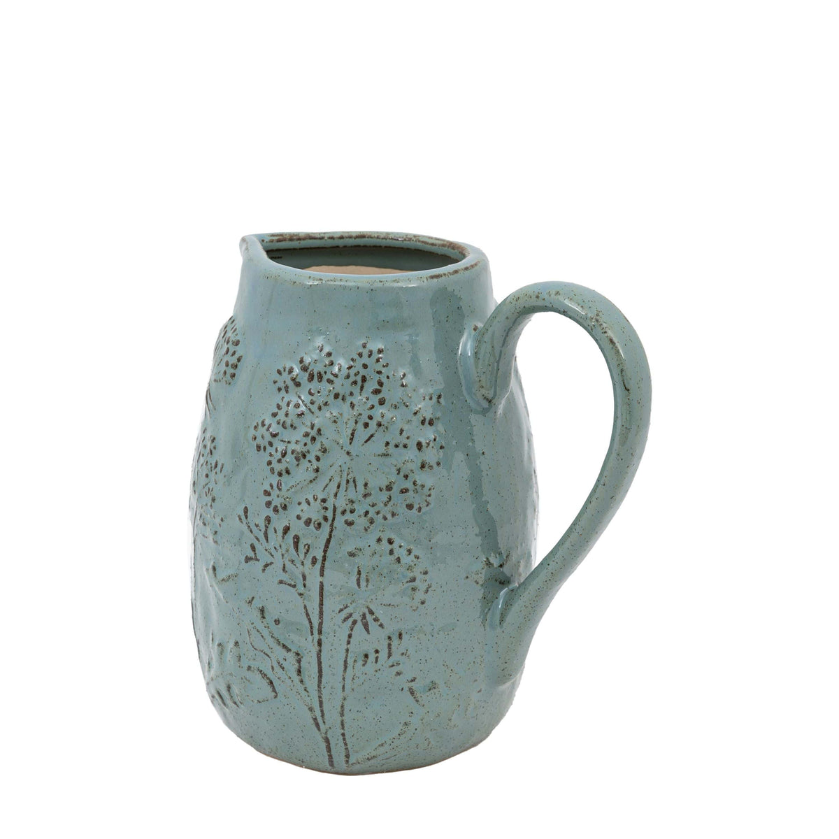 Bodhi Accessories Springs Embossed Ceramic Jug Duck Egg House of Isabella UK