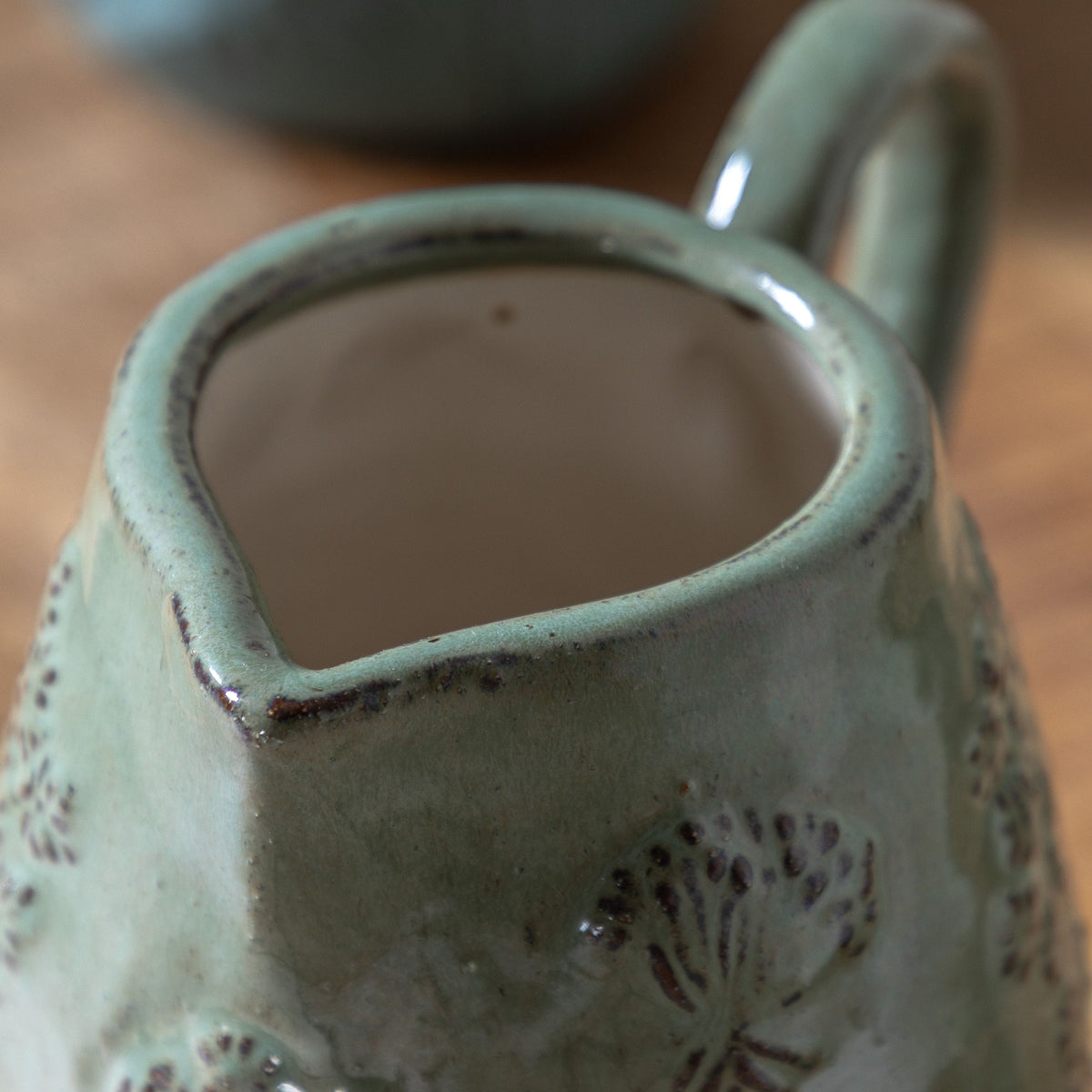 Bodhi Accessories Springs Embossed Ceramic Jug Sage House of Isabella UK