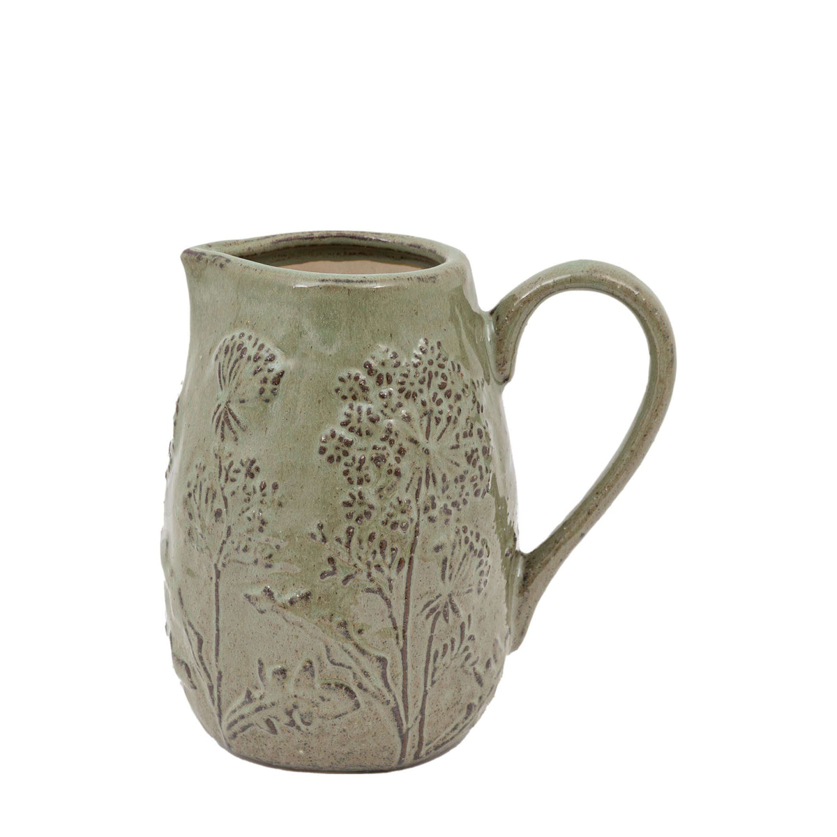 Bodhi Accessories Springs Embossed Ceramic Jug Sage House of Isabella UK