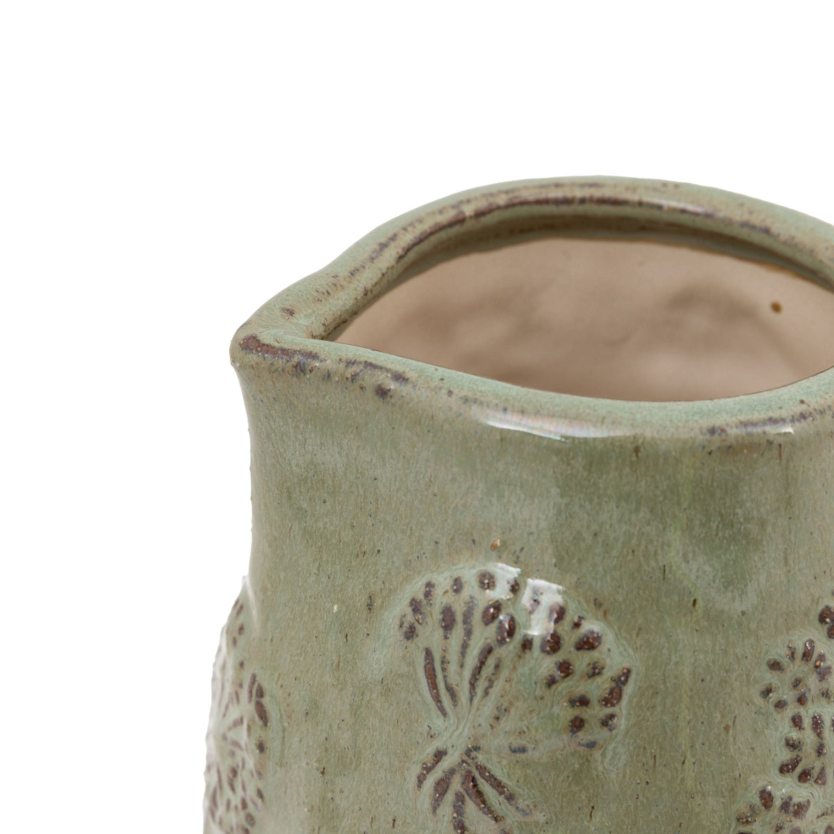 Bodhi Accessories Springs Embossed Ceramic Jug Sage House of Isabella UK